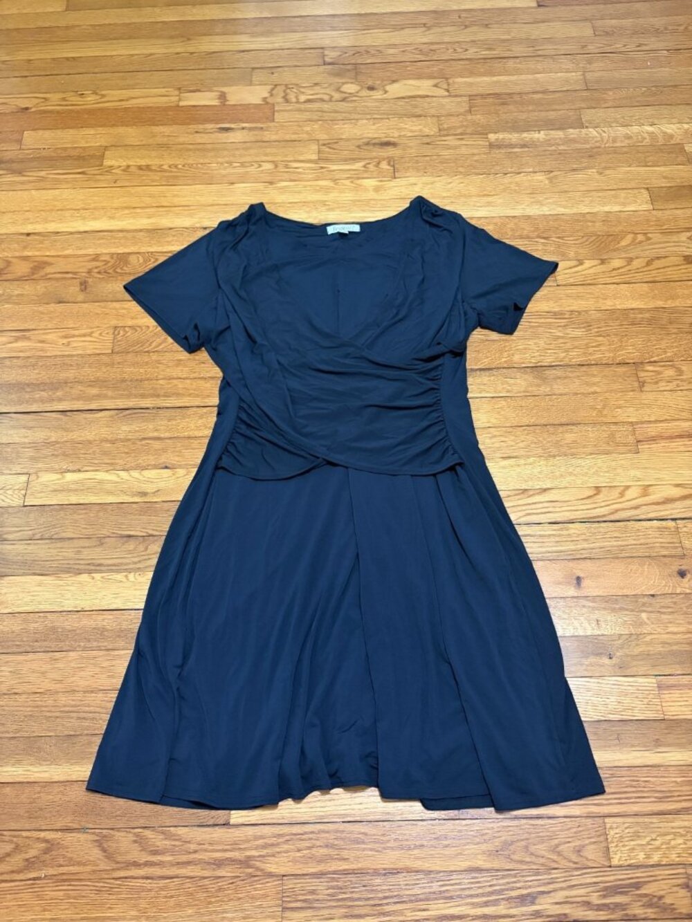 Roaman's Womens Dress Plus Size 20W Black Stretch Knit Flowy Below Knee Casual